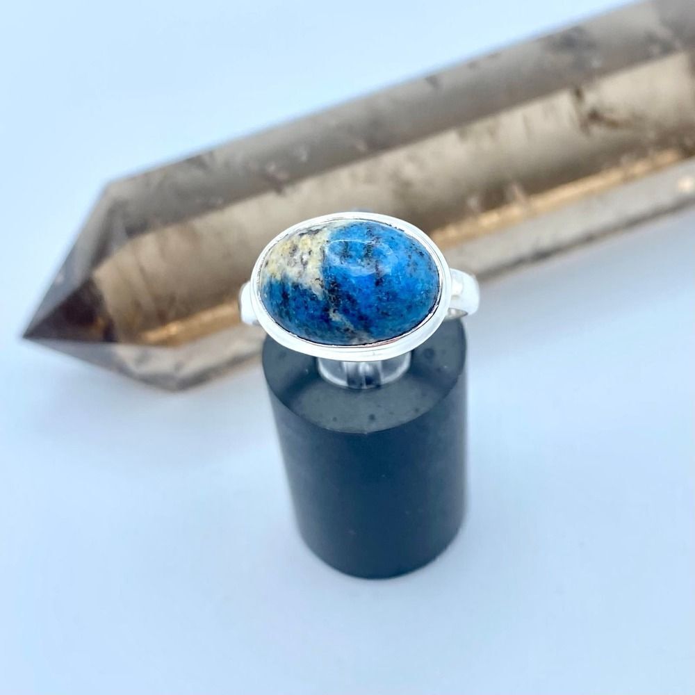 Natural K2 Blue Azurite In Quartz Sterling Silver Ring
